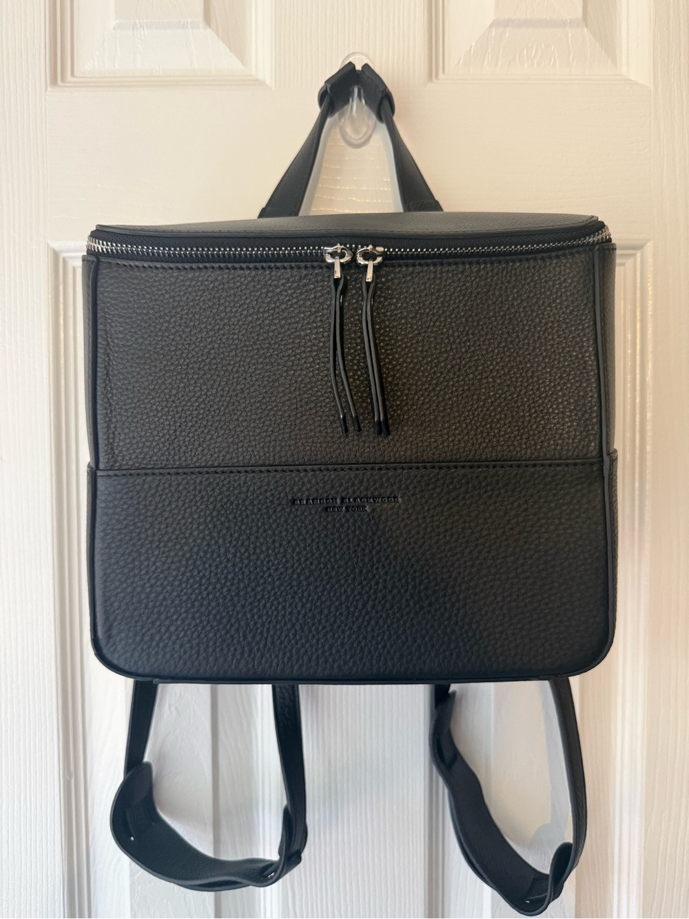 Brandon Blackwood Black Textured Leather Backpack